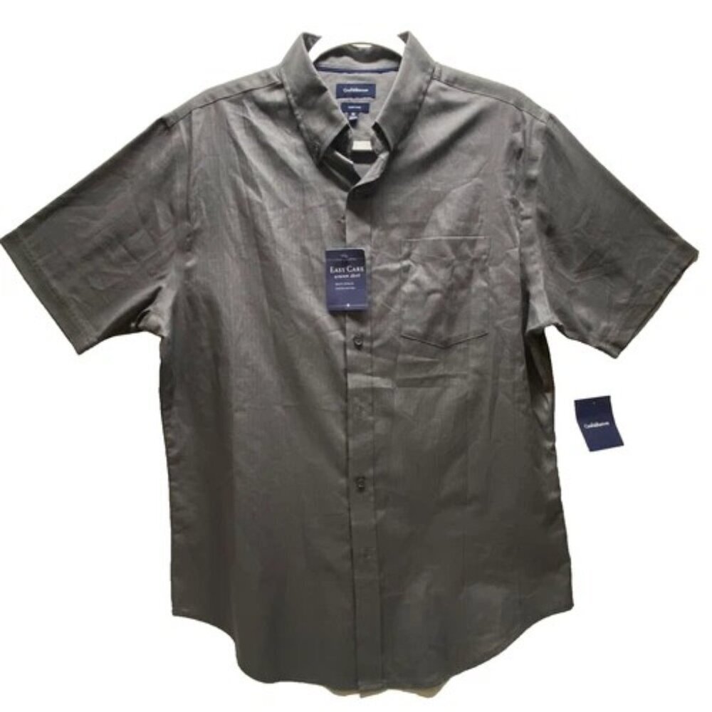 Croft & Barrow Men's Wovens Button Down Medium‎ Gray Tonal Castlerock Shirt NWT